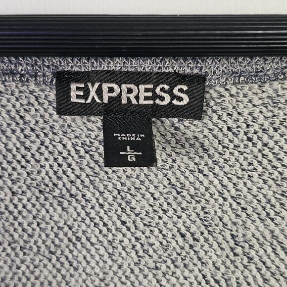 EXPRESS Studded Tiger Graphic Sweatshirt Heather Blue Size L Slouchy Casual Soft - Picture 3 of 5